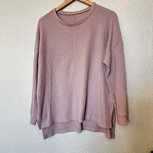 American Eagle Waffle Knit Over Sized Pink Long Sleeve Lightweight Sweater Small